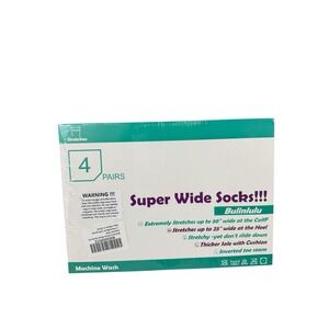 Bulinlulu Compression Socks 4 Pairs Black Súper Wide Calf Heel Stretch New